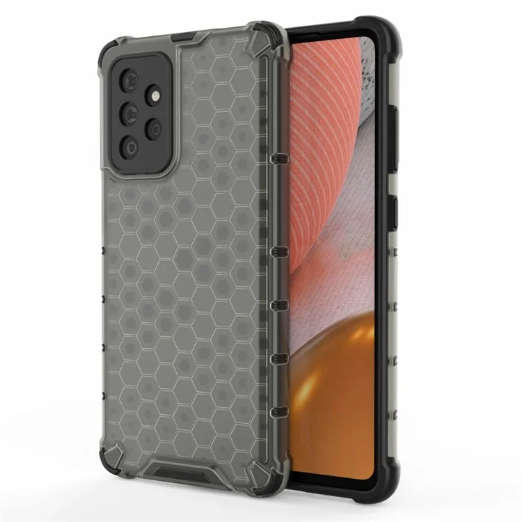 Conhecimento de Telefone de Design do Favo de Mel Para Samsung Galaxy A72 4G/5G à Prova de Choque TPU + PC Hybrid Case - Preto