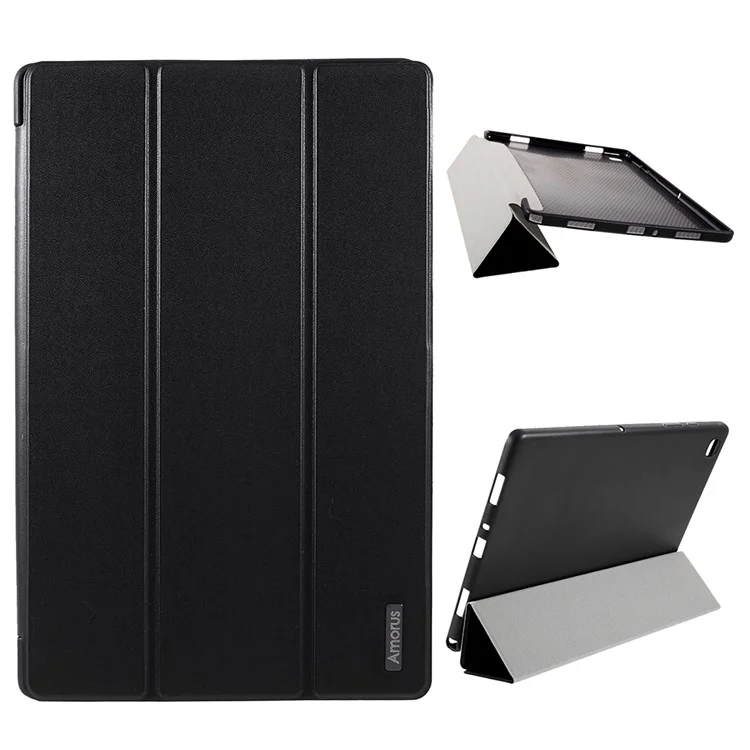 AMORUS Tri-fold Leather with Stand Stylish Case для Samsung Galaxy Tab A7 10.4 (2020) / (2022) T500 - Черный