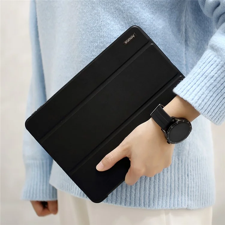 AMORUS Tri-fold Leather with Stand Stylish Case для Samsung Galaxy Tab A7 10.4 (2020) / (2022) T500 - Черный