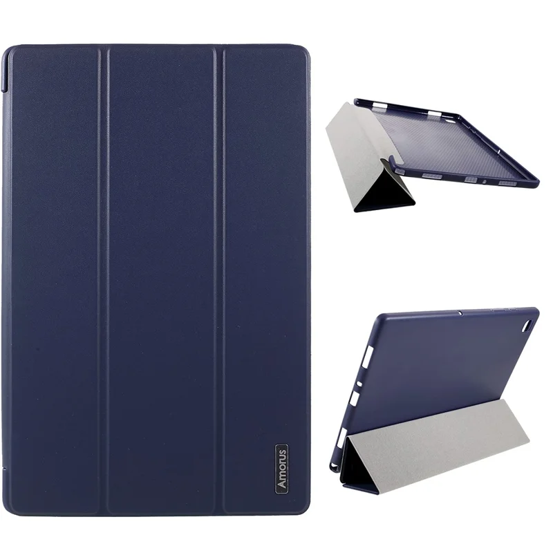 AMORUS Tri-fold Leather with Stand Stylish Case for Samsung Galaxy Tab A7 10.4 (2020) / (2022) T500 - Dark Blue