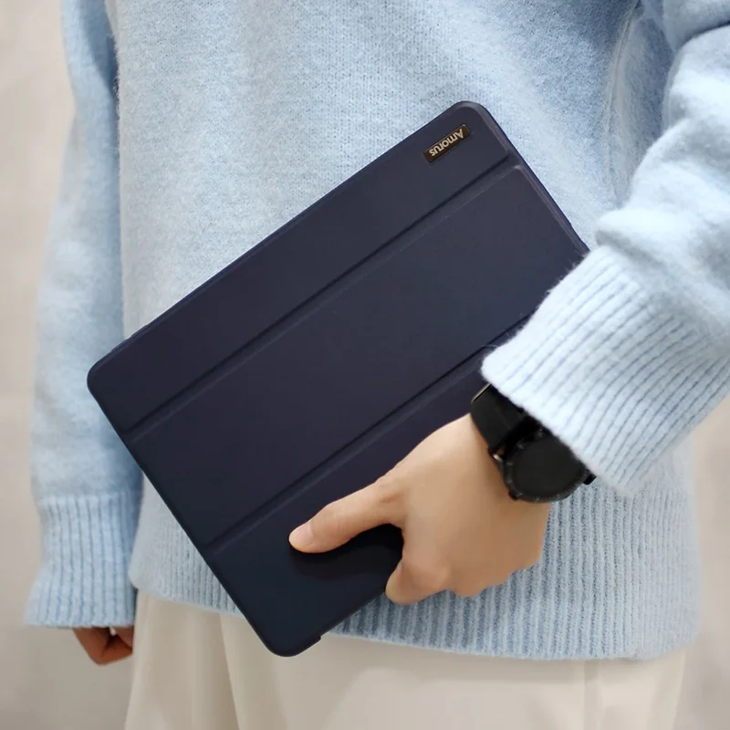 AMORUS Tri-fold Leather with Stand Stylish Case for Samsung Galaxy Tab A7 10.4 (2020) / (2022) T500 - Dark Blue