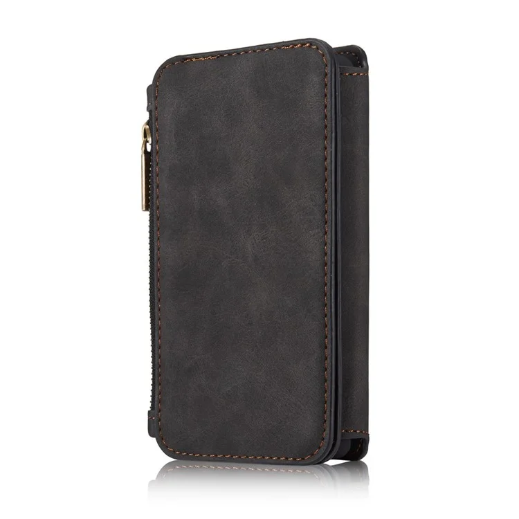 CASEME 14 Slots Wallet Detachable 2-in-1 Split Leather Case for Samsung Galaxy S6 edge G925 - Black
