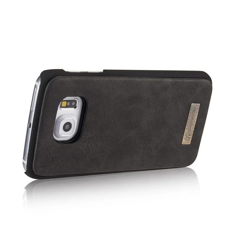 CASEME 14 Slots Wallet Detachable 2-in-1 Split Leather Case for Samsung Galaxy S6 edge G925 - Black