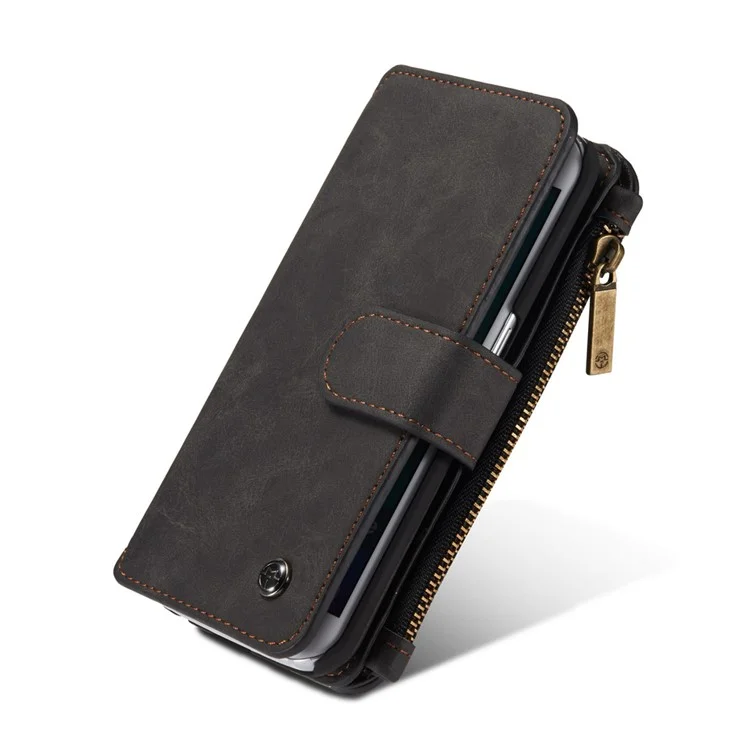 CASEME 14 Slots Wallet Detachable 2-in-1 Split Leather Case for Samsung Galaxy S6 edge G925 - Black