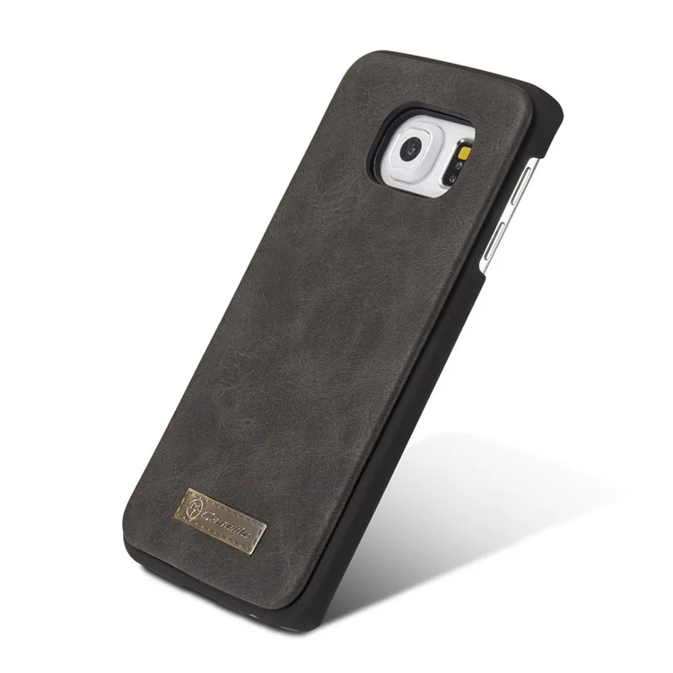 CASEME 14 Slots Wallet Detachable 2-in-1 Split Leather Case for Samsung Galaxy S6 edge G925 - Black