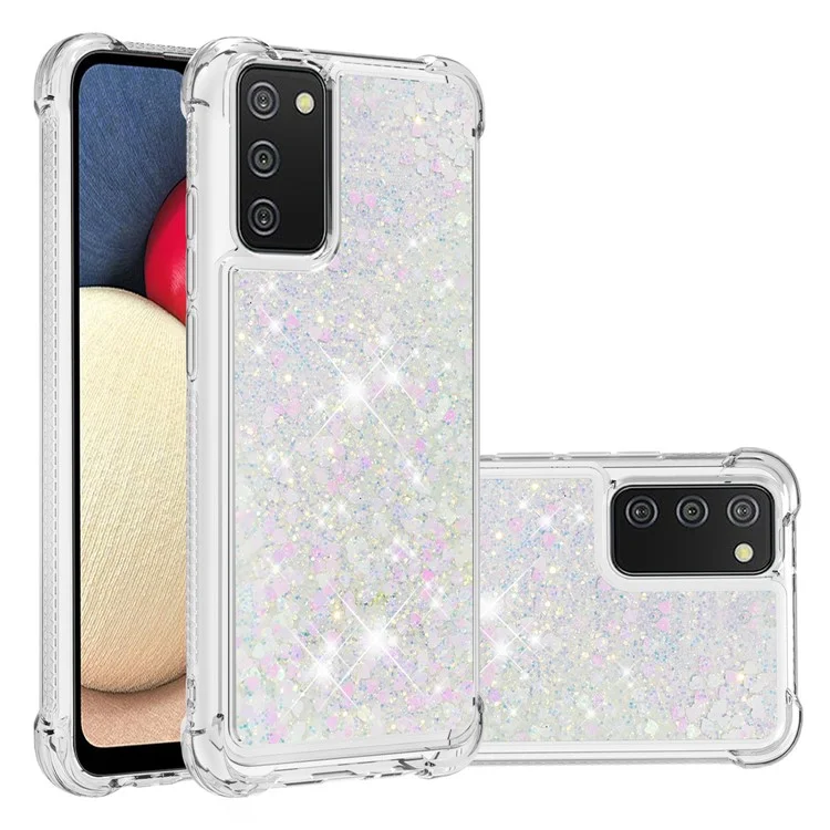 Funny Quicksand TPU Copertive Copertive Shok Per Samsung Galaxy A02s (164.2x75.9x9.1mm) / Galaxy A02s (166.5x75.9x9.2mm) - D'argento