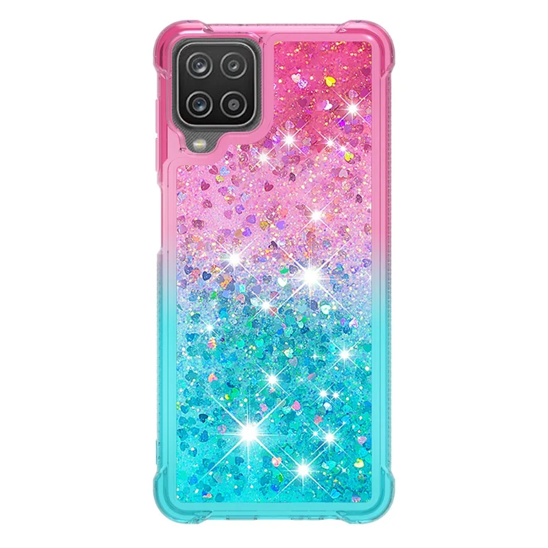 Coque de protection antichoc Quicksand TPU Gradient pour Samsung Galaxy A12/M12 - Rose/Bleu Bébé