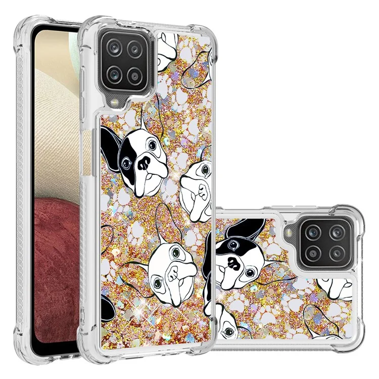 Patterned Quicksand Shockproof TPU Shell for Samsung Galaxy A12/M12 Cover - Dog