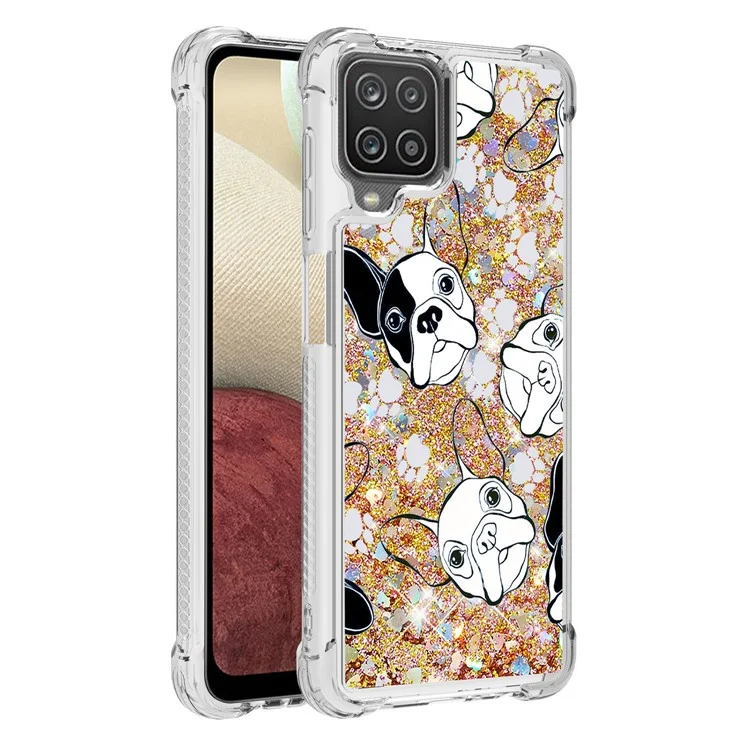 Patterned Quicksand Shockproof TPU Shell for Samsung Galaxy A12/M12 Cover - Dog