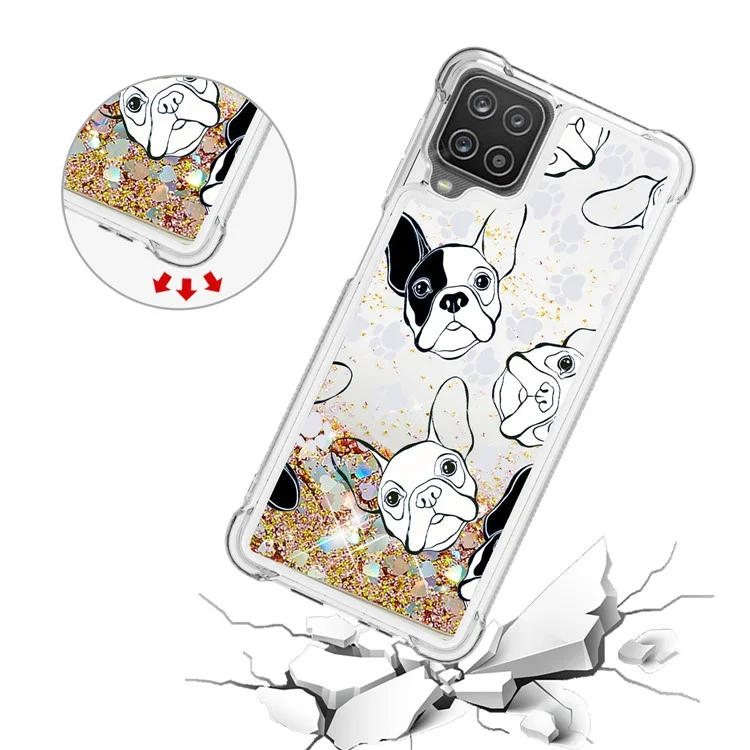 Patterned Quicksand Shockproof TPU Shell for Samsung Galaxy A12/M12 Cover - Dog