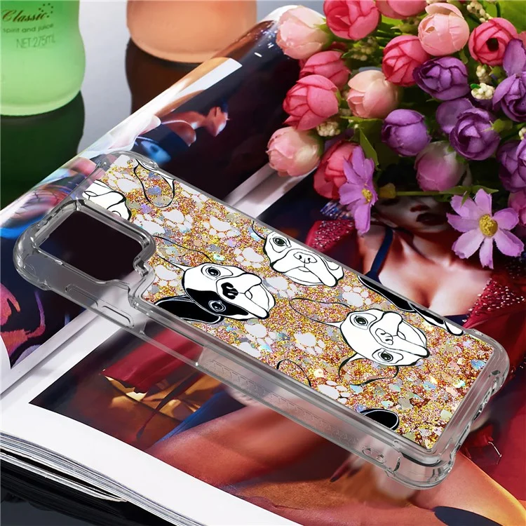 Patterned Quicksand Shockproof TPU Shell for Samsung Galaxy A12/M12 Cover - Dog