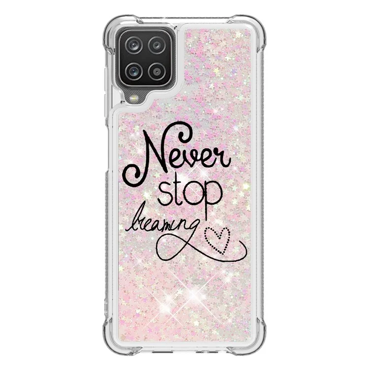 Gemusterter Quicksand-Stoßfester TPU-Schale für Samsung Galaxy A12/M12 Cover - Höre niemals auf zu träumen