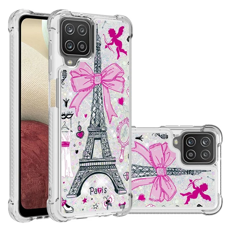 Custodia in TPU antishock con sabbia colorata e motivi per Samsung Galaxy A12/M12 - Torre