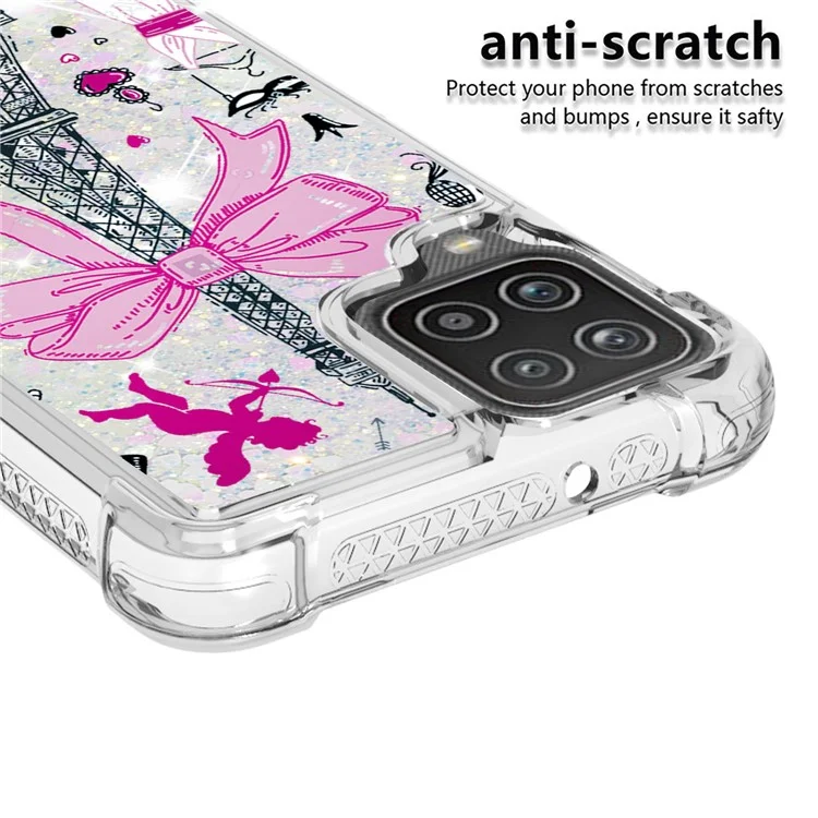 Custodia in TPU antishock con sabbia colorata e motivi per Samsung Galaxy A12/M12 - Torre