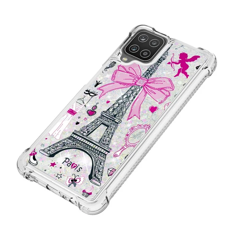 Custodia in TPU antishock con sabbia colorata e motivi per Samsung Galaxy A12/M12 - Torre