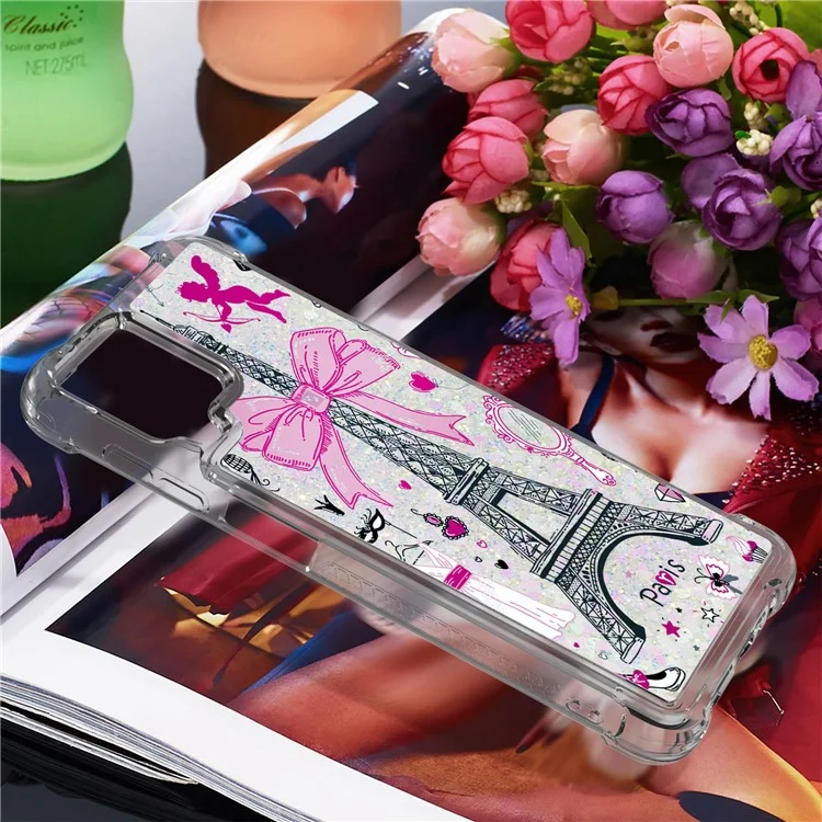 Custodia in TPU antishock con sabbia colorata e motivi per Samsung Galaxy A12/M12 - Torre