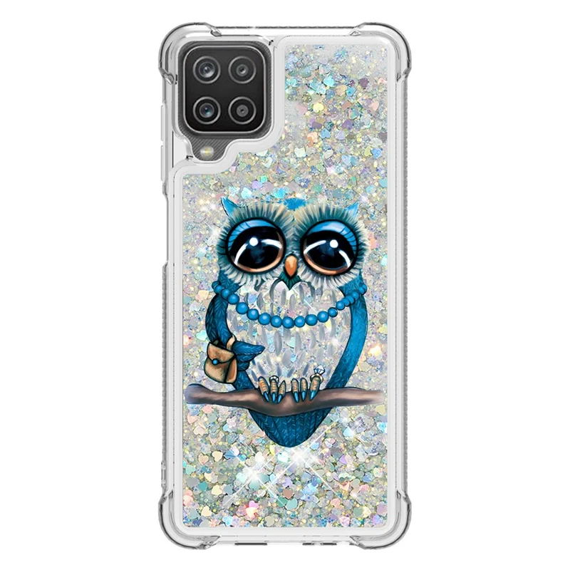 Patterned Quicksand Shockproof TPU Shell for Samsung Galaxy A12/M12 Cover - Owl
