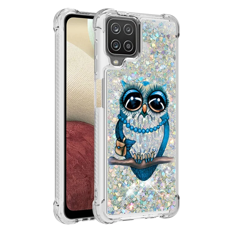 Patterned Quicksand Shockproof TPU Shell for Samsung Galaxy A12/M12 Cover - Owl