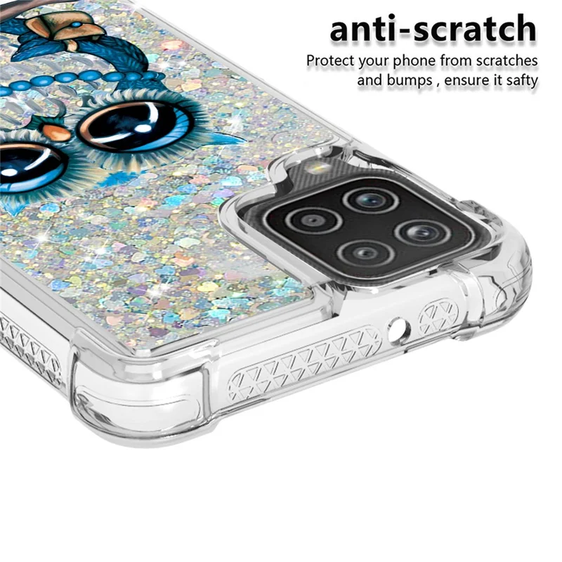 Patterned Quicksand Shockproof TPU Shell for Samsung Galaxy A12/M12 Cover - Owl