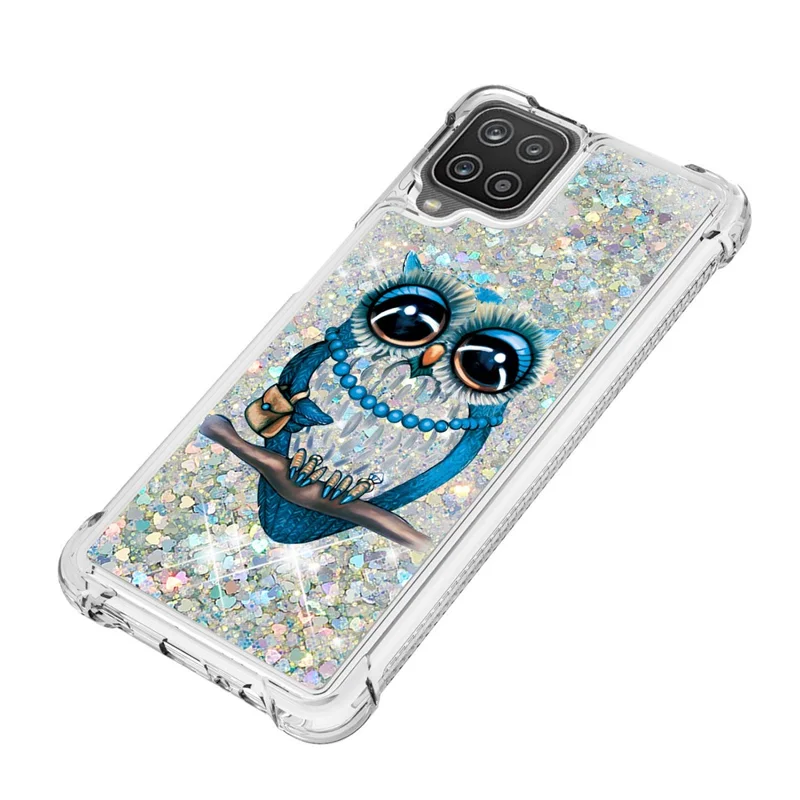 Patterned Quicksand Shockproof TPU Shell for Samsung Galaxy A12/M12 Cover - Owl