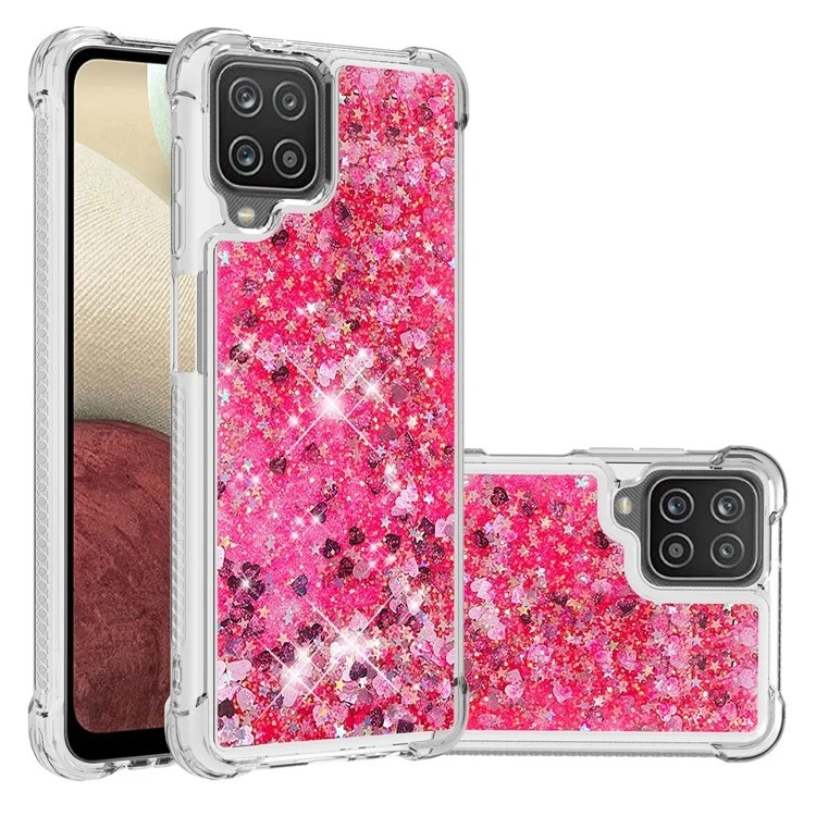 Shell Divertente Dei Paillettes Degli Scintillio Quicksand Shell Di Copertura Di Protezione TPU Per Samsung Galaxy A12 / M12 - Rosa