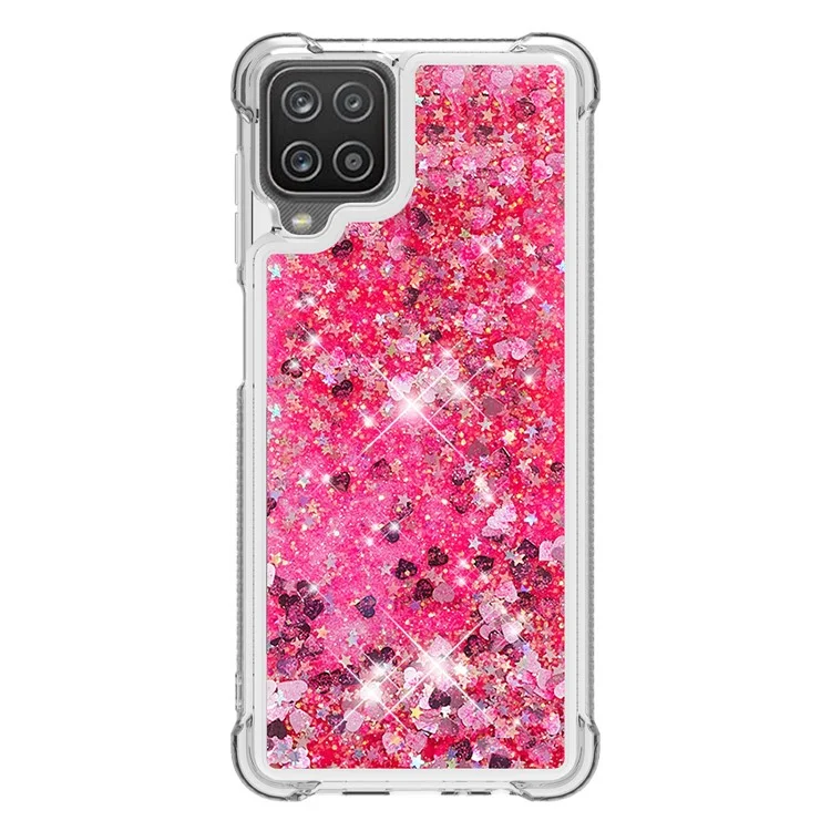 Funny Glitter Sequins Quicksand Design TPU Protective Cover Shell for Samsung Galaxy A12/M12 - Rose