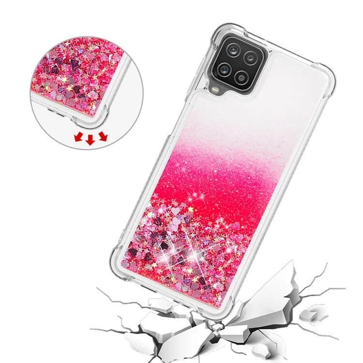 Shell Divertente Dei Paillettes Degli Scintillio Quicksand Shell Di Copertura Di Protezione TPU Per Samsung Galaxy A12 / M12 - Rosa