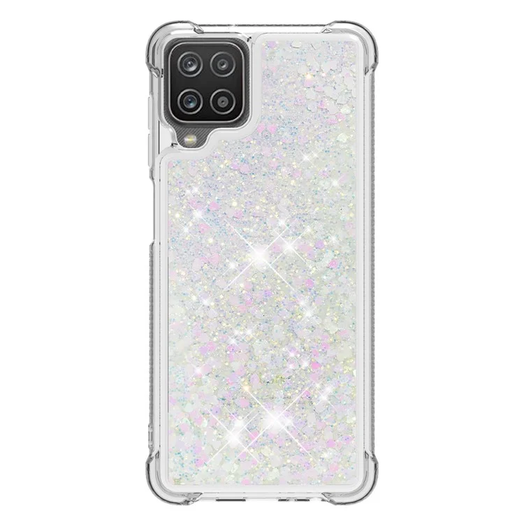 Lustiger Glitzer-Pailletten Quicksand Design TPU Schutzhülle für Samsung Galaxy A12/M12 - Silber