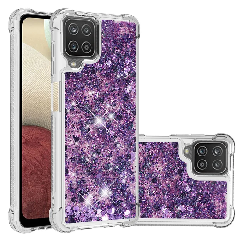 Funny Glitter Sequins Quicksand Design TPU Protective Cover Shell for Samsung Galaxy A12/M12 - Purple