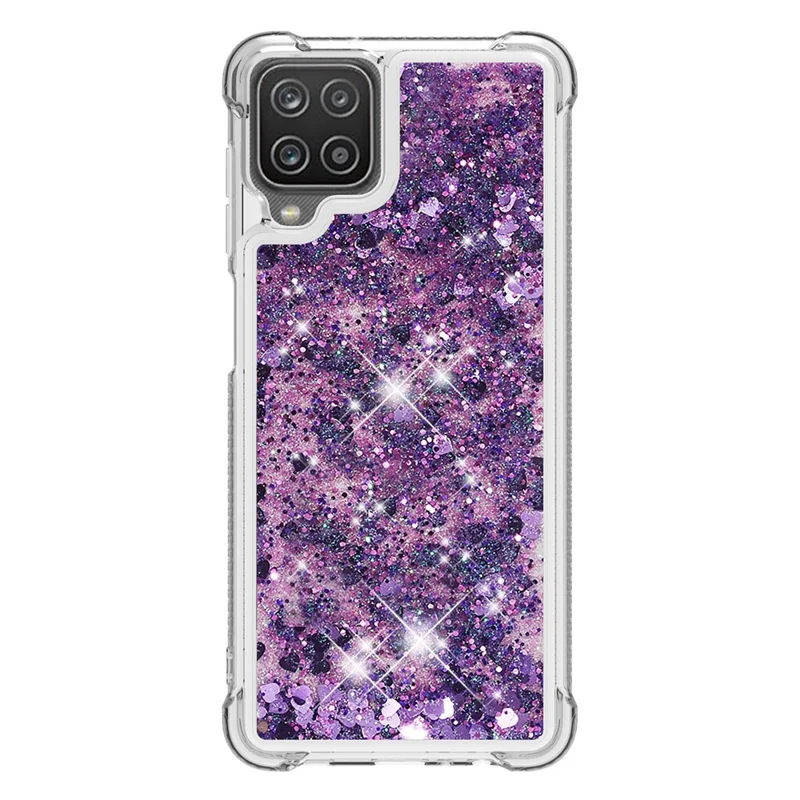Funny Glitter Sequins Quicksand Design TPU Protective Cover Shell for Samsung Galaxy A12/M12 - Purple
