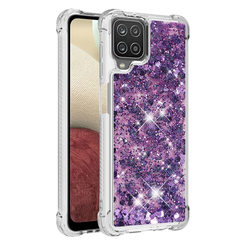 Funny Glitter Sequins Quicksand Design TPU Protective Cover Shell for Samsung Galaxy A12/M12 - Purple