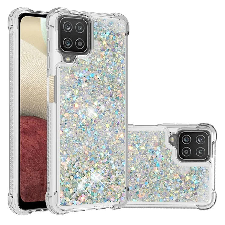 Funny Glitter Sequins Quicksand Design TPU Protective Cover Shell for Samsung Galaxy A12/M12 - Light Green