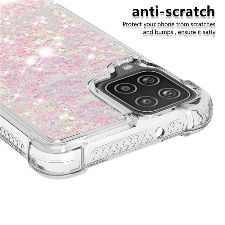 Capa Protetora TPU com Glitter Sequin Design Quicksand para Samsung Galaxy A12/M12 - Rosa