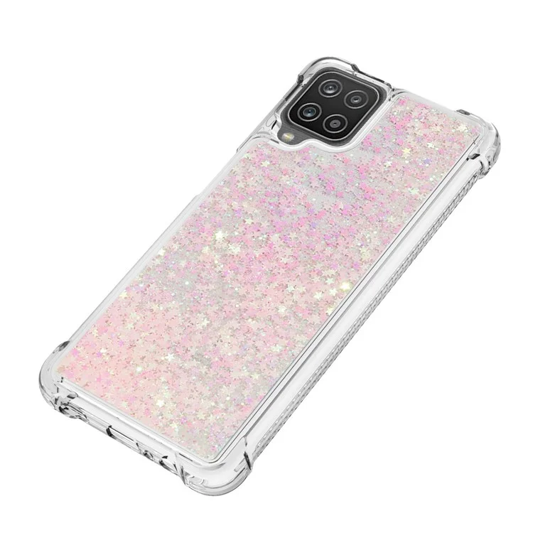 Capa Protetora TPU com Glitter Sequin Design Quicksand para Samsung Galaxy A12/M12 - Rosa