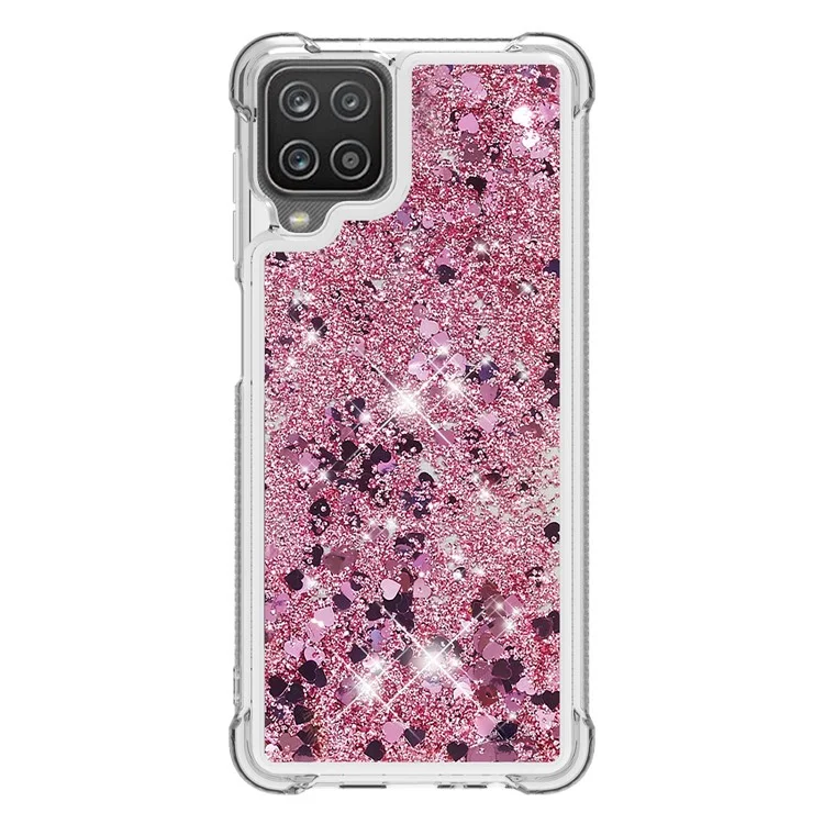 Funny Glitter Sequins Quicksand Design TPU Protective Cover Shell for Samsung Galaxy A12/M12 - Rose Gold