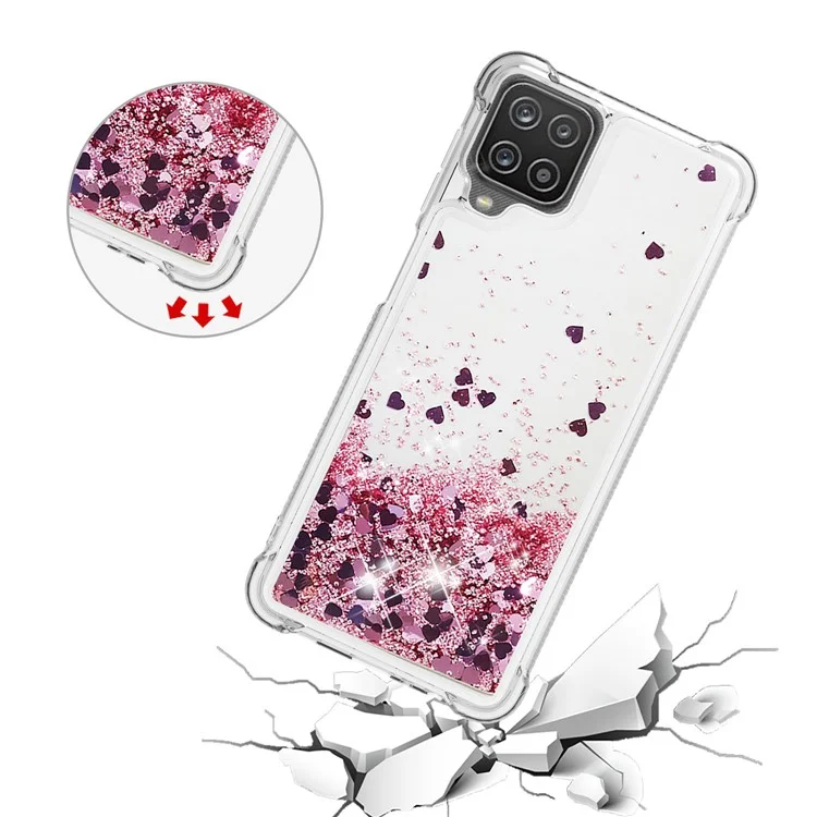 Funny Glitter Sequins Quicksand Design TPU Protective Cover Shell for Samsung Galaxy A12/M12 - Rose Gold