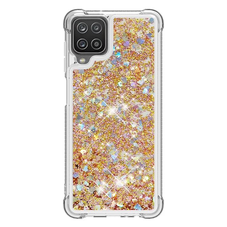 Divertida cubierta protectora de TPU con diseño de lentejuelas y arena líquida para Samsung Galaxy A12/M12 - Oro