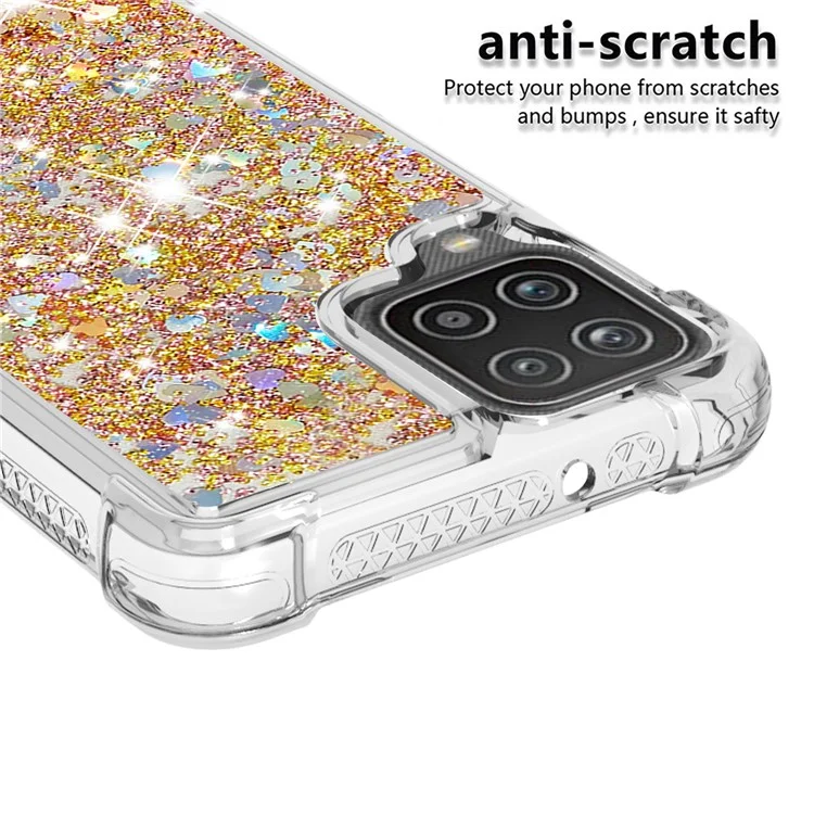 Divertida cubierta protectora de TPU con diseño de lentejuelas y arena líquida para Samsung Galaxy A12/M12 - Oro