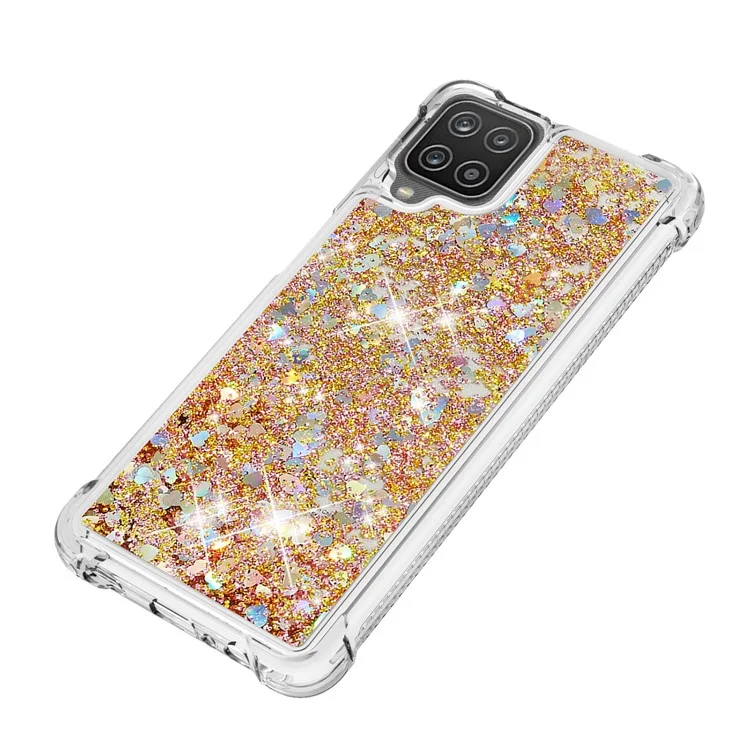 Divertida cubierta protectora de TPU con diseño de lentejuelas y arena líquida para Samsung Galaxy A12/M12 - Oro