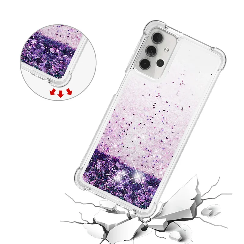 TPU Protective Cover Shell with Funny Quicksand Design for Samsung Galaxy A32 5G/M32 5G - Purple
