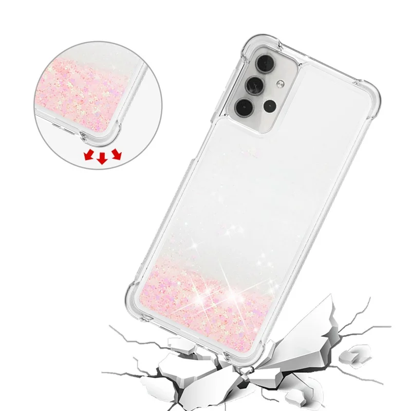 TPU Protective Cover Shell with Funny Quicksand Design for Samsung Galaxy A32 5G/M32 5G - Pink