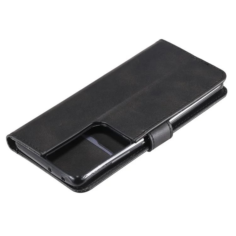 Case de Billetera de Cuero de Bolsillo Con Cremallera Para Samsung Galaxy S21 Ultra 5G - Negro