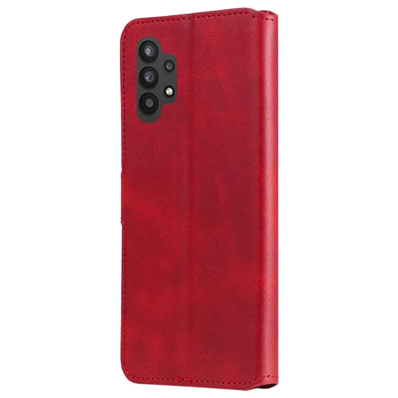 Classic Textured Wallet Stand Flip Leather Phone Case for Samsung Galaxy A32 5G/M32 5G - Red