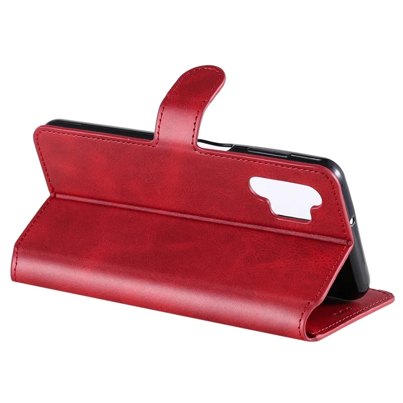 Classic Textured Wallet Stand Flip Leather Phone Case for Samsung Galaxy A32 5G/M32 5G - Red