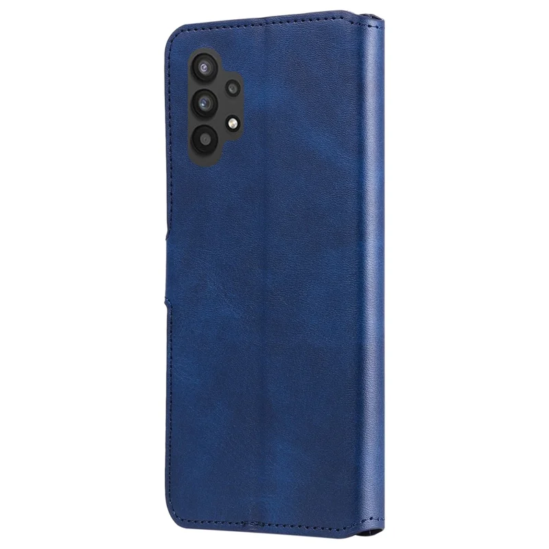 Classic Textured Wallet Stand Flip Leather Phone Case for Samsung Galaxy A32 5G/M32 5G - Blue
