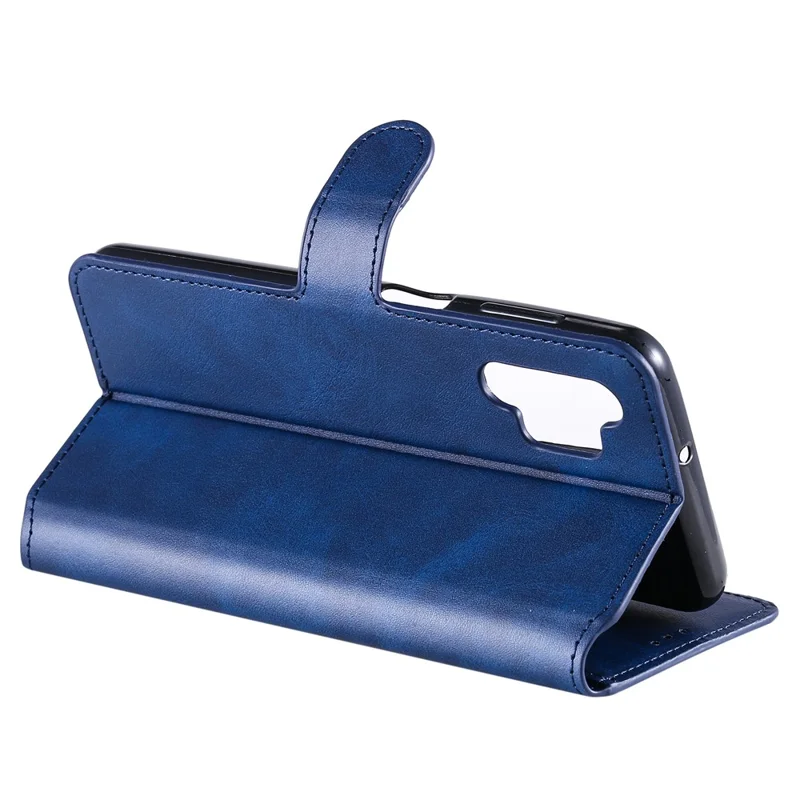 Classic Textured Wallet Stand Flip Leather Phone Case for Samsung Galaxy A32 5G/M32 5G - Blue