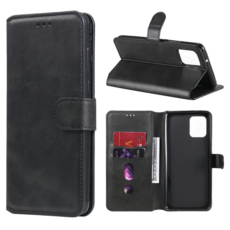 Classic Wallet Stand Leather Phone Cover Case for Samsung Galaxy A42 5G - Black