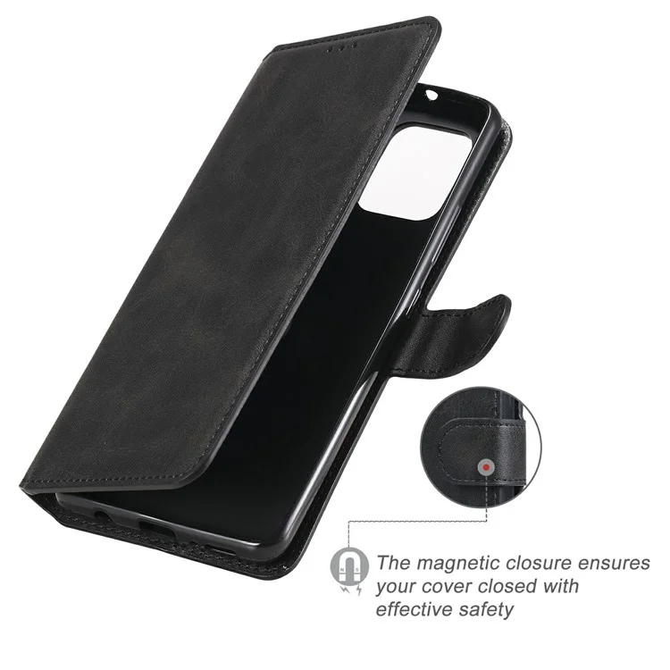 Classic Wallet Stand Leather Phone Cover Case for Samsung Galaxy A42 5G - Black