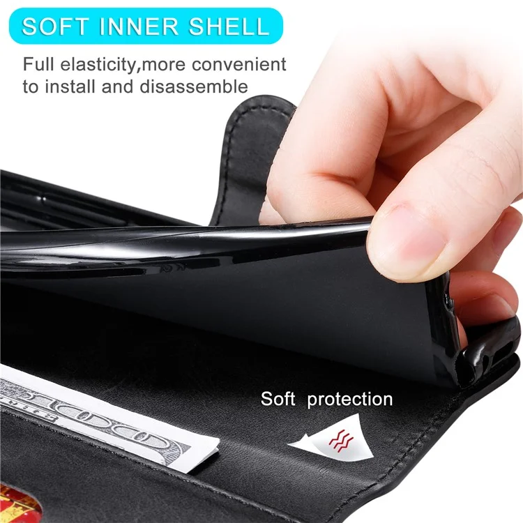 Étui de téléphone portable en cuir avec support pour portefeuille classique pour Samsung Galaxy A52 4G/5G / A52s 5G - Noir