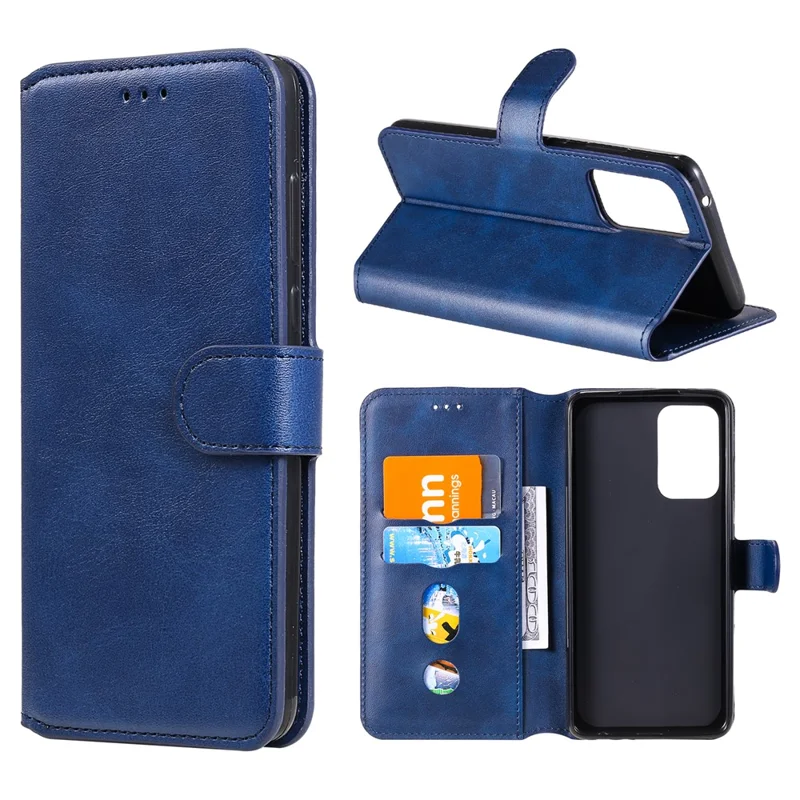 Classic Wallet Stand Flip Leather Phone Case for Samsung Galaxy A52 4G/5G / A52s 5G - Blue